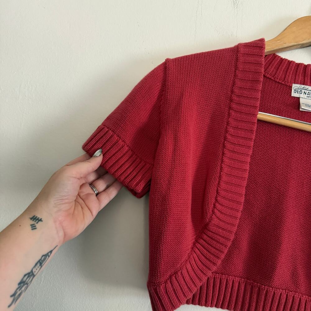 Y2K Vintage 100% Cotton Short Sleeve Shrug Sweater | Old Navy | Medium - Picture 3 of 4
